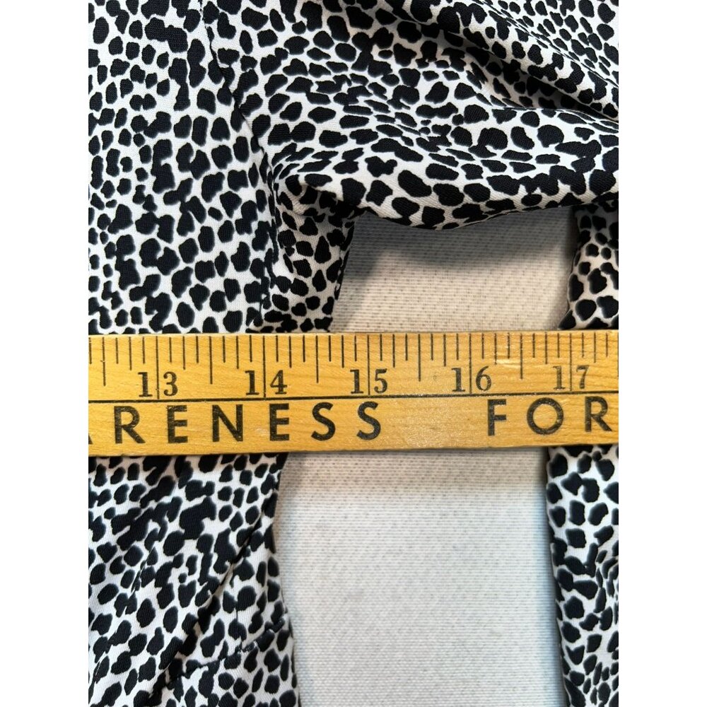 Karen Kane Women Side Shirred Bodycon Dress Long Sleeve Sz S Black White Cheetah - Picture 9 of 12